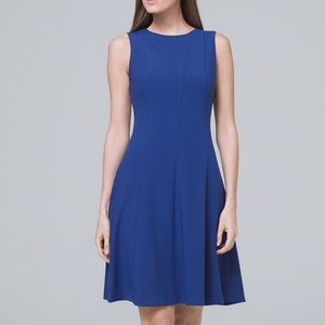 WHBW Body Perfecting Fit-And-Flare Blue Dress